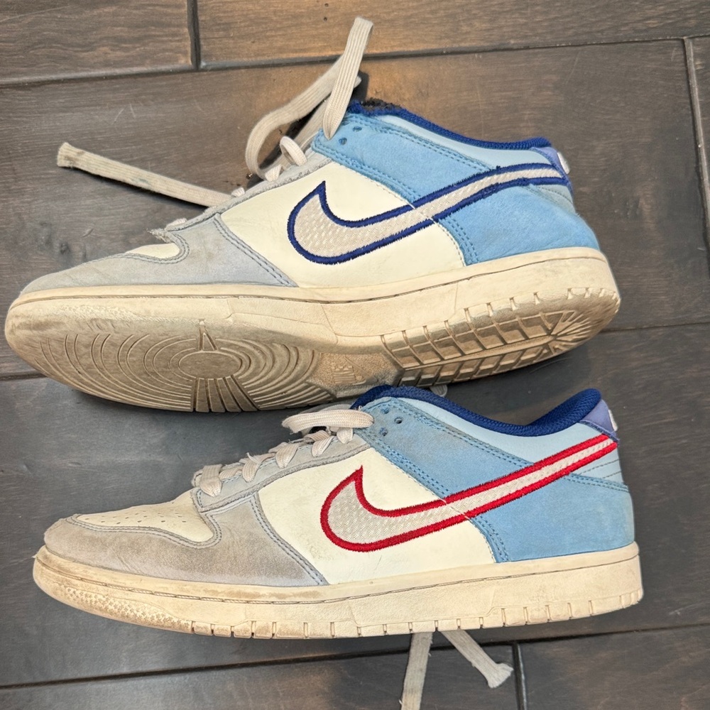 Nike Blue and Gray Sneakers with Red and Blue Accents